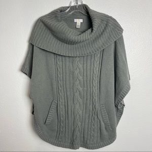 Crown & Ivy Grey Cowl Neck Poncho Sweater